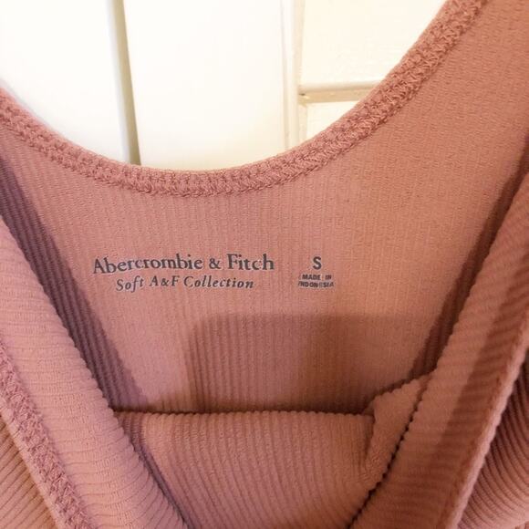 Abercrombie & Fitch Mauve Ribbed Bodycon Strappy Mini Dress - Picture 5 of 5